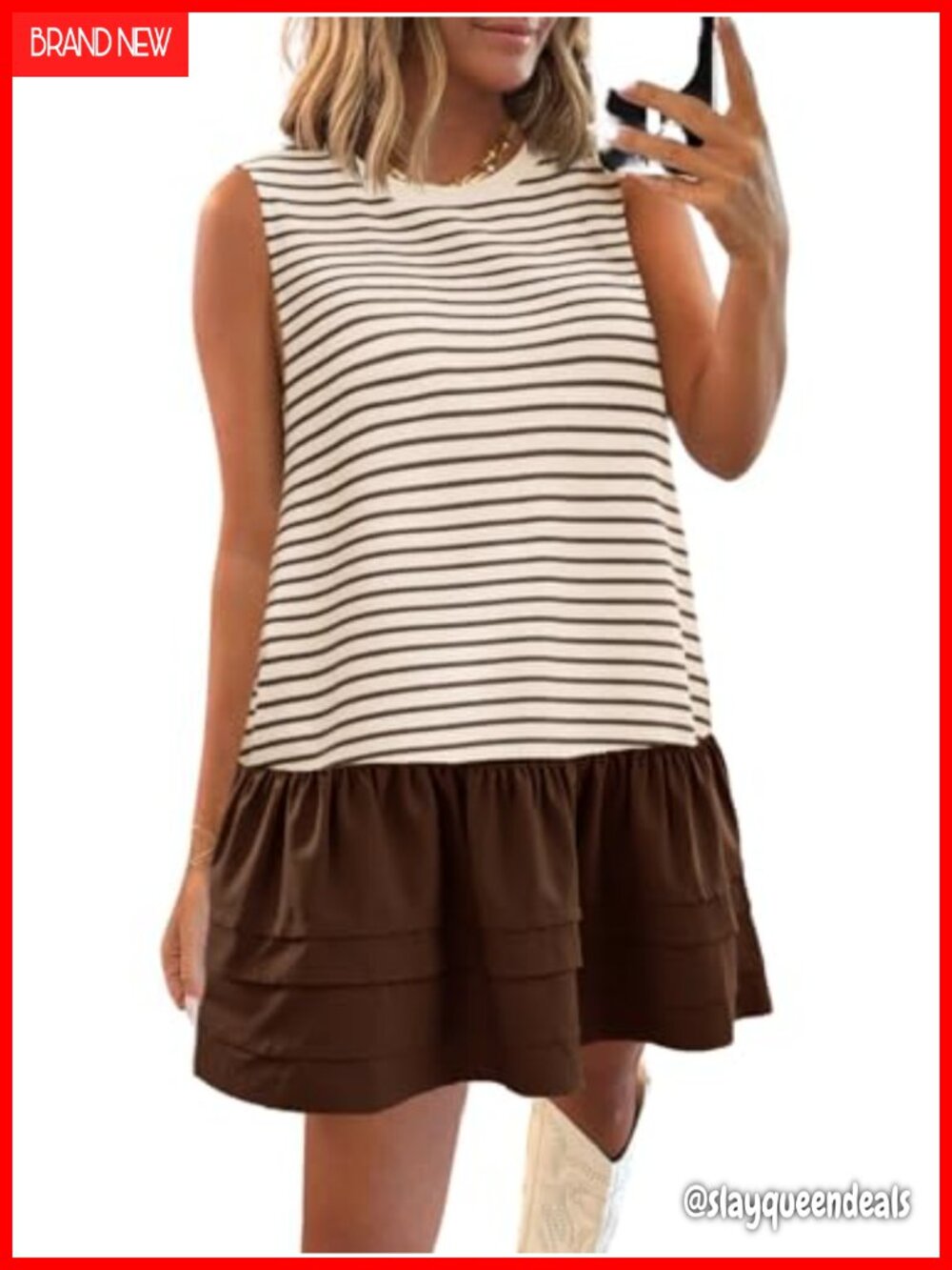 Wenrine Women's Sleeveless Sweatshirt Dress Casual Loose Tank Mini Dress